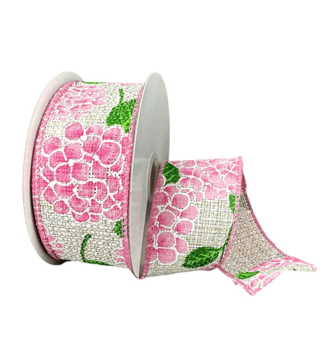 Natural Tweed Hydrangea Wired Ribbon, 1.5” - Greenery Marketwired ribbon41517 - 09 - 24