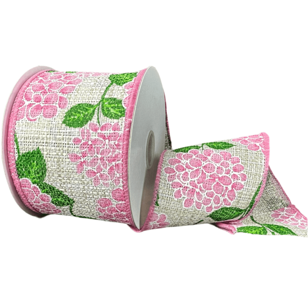Natural Tweed Hydrangea Wired Ribbon, 2.5” - Greenery Marketwired ribbon41517 - 40 - 24