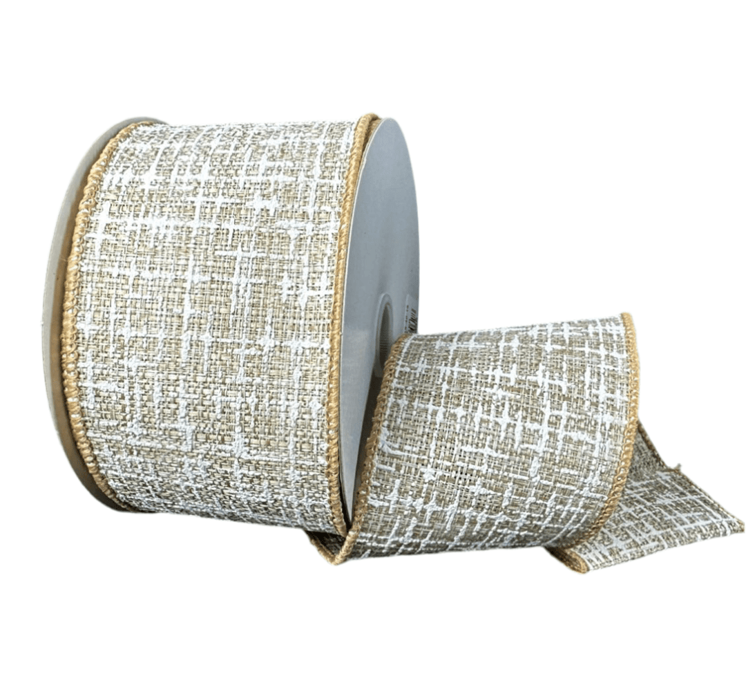 Natural Tweed Wired Ribbon, 2.5” - Greenery Marketwired ribbon41515 - 40 - 15