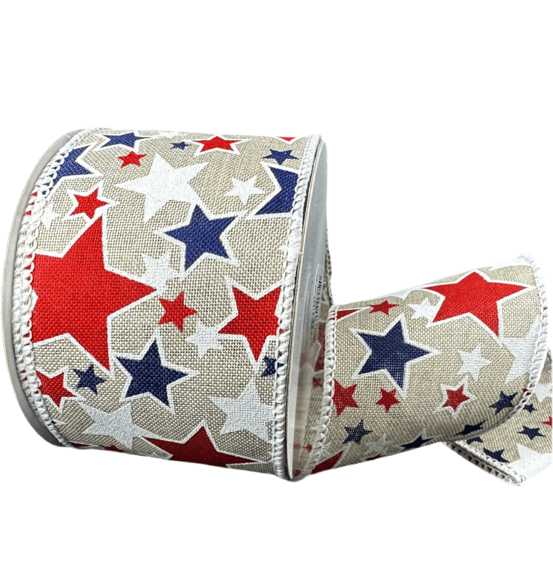 Navy blue, red, and white stars, 2.5" wired ribbon - Greenery MarketRibbons & Trim41503 - 40 - 27