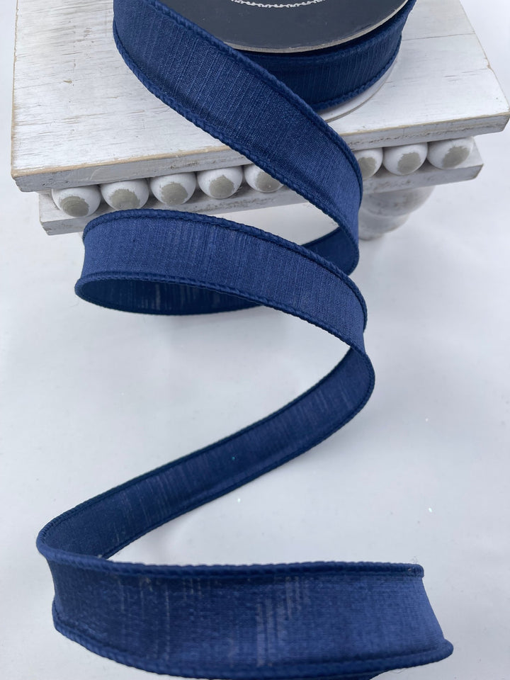 Navy blue shabby silk 1” farrisilk wired ribbon - Greenery MarketRibbons & TrimRk114 - 21