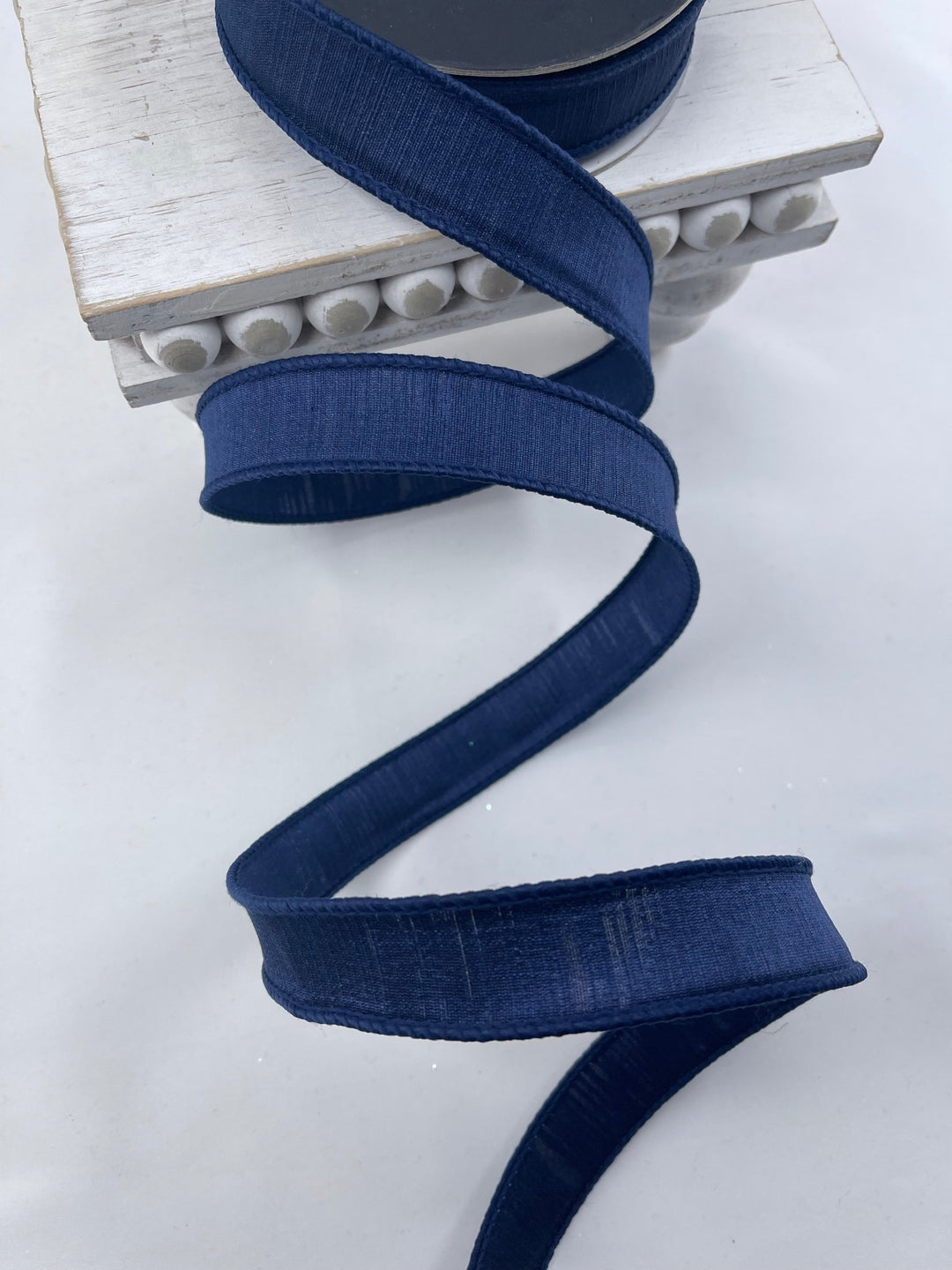 Navy blue shabby silk 1” farrisilk wired ribbon - Greenery MarketRibbons & TrimRk114 - 21