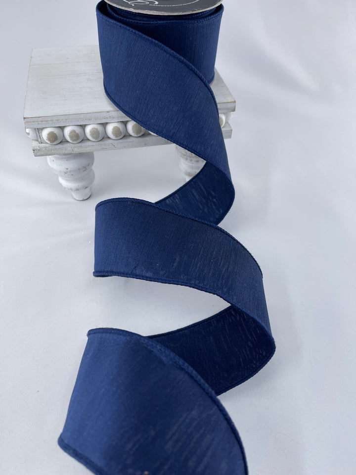 Navy blue shabby silk 2.5” farrisilk wired ribbon - Greenery MarketRibbons & TrimRK115 - 21