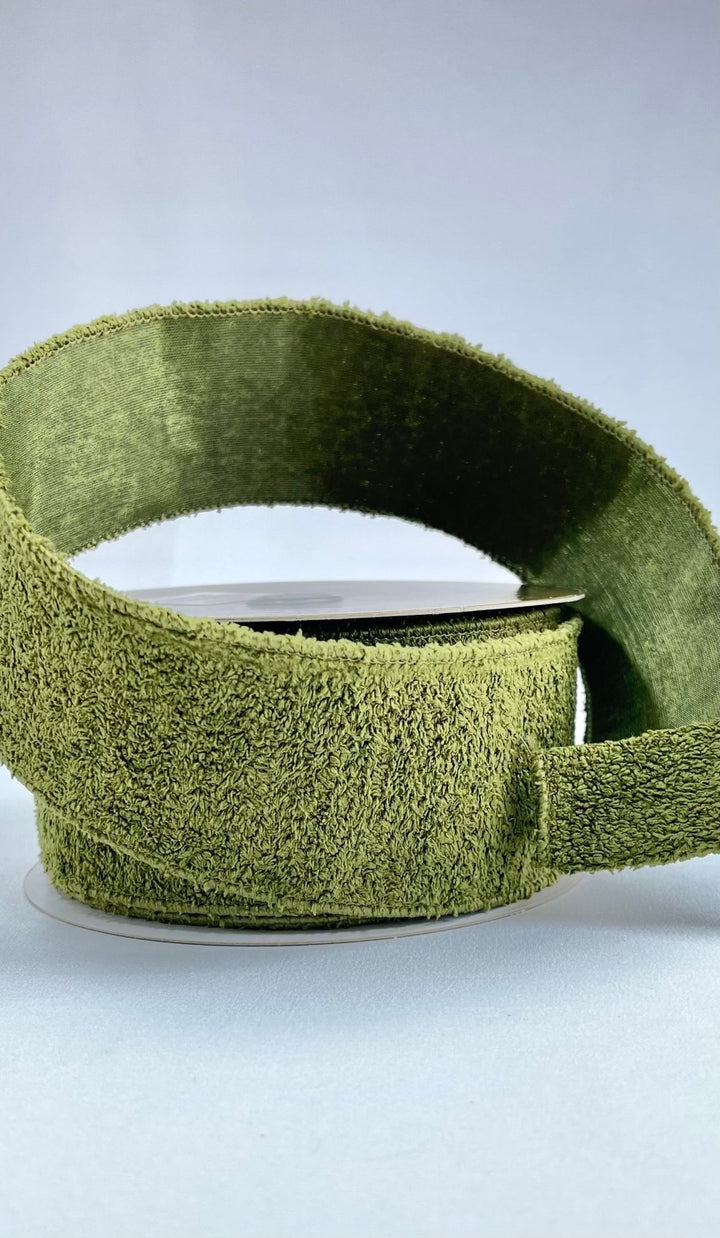 Olive green wool wired ribbon - 2.5” - Greenery MarketWired ribbon240170