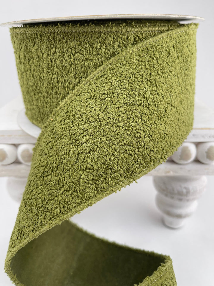 Olive green wool wired ribbon - 2.5” - Greenery MarketWired ribbon240170