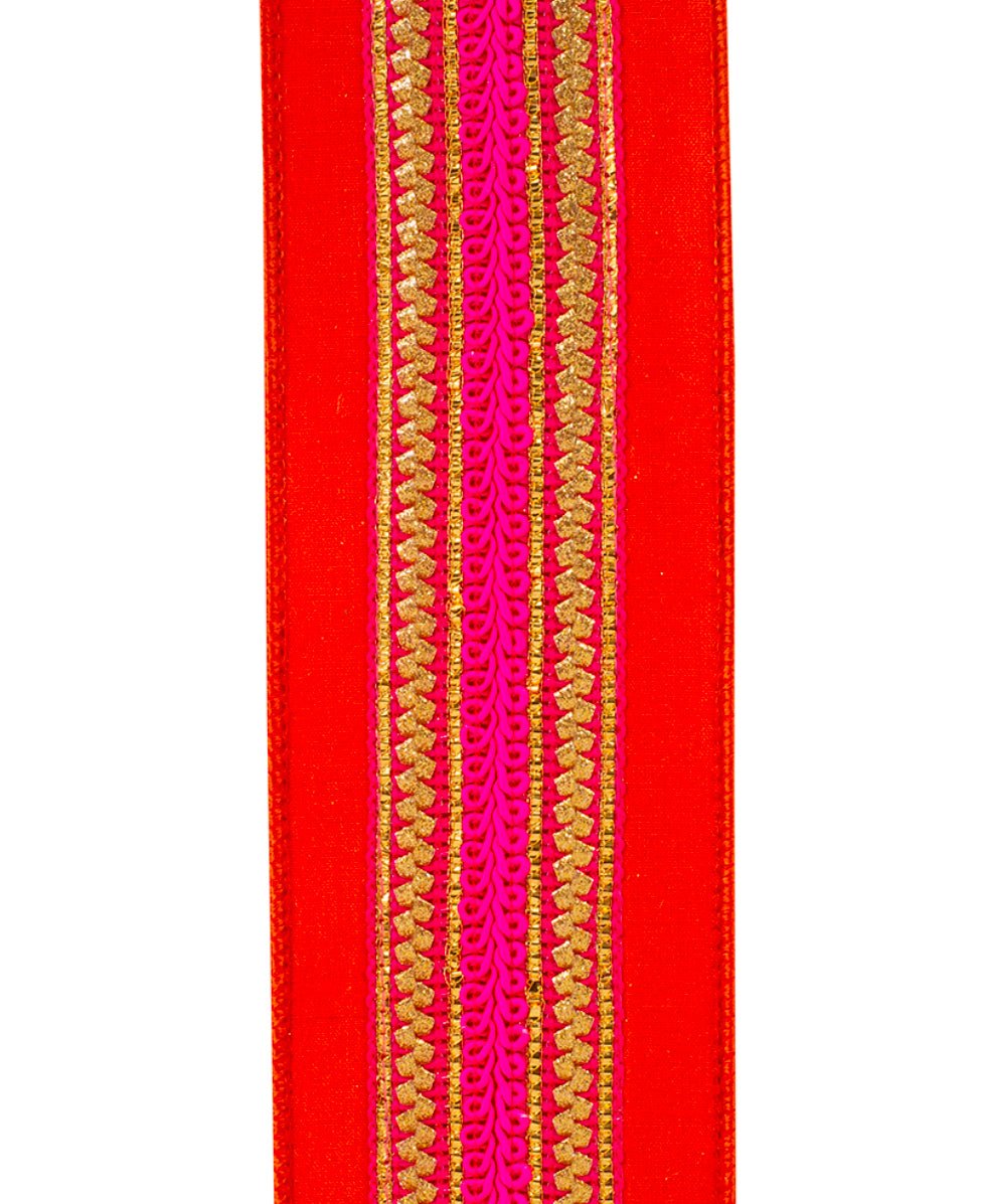 Orange And Hot Pink Regal Trim Wired Ribbon 2.5” - Greenery Market94457W - 085 - 40D