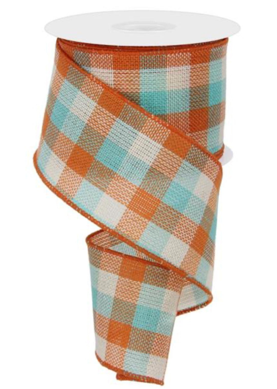 Orange and teal plaid 2.5” - Greenery MarketWired ribbonRGA192534
