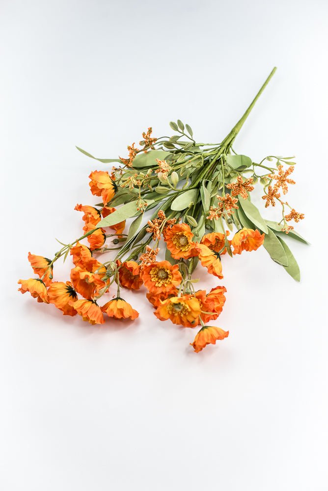 Orange, Artificial Poppy Spray - Greenery Market219968