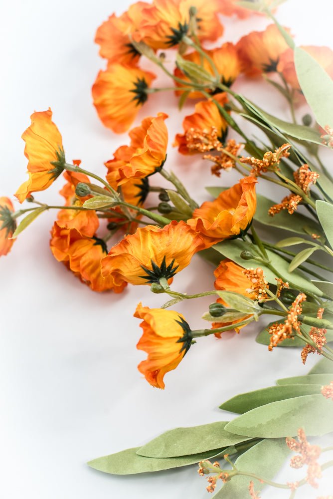 Orange, Artificial Poppy Spray - Greenery Market219968
