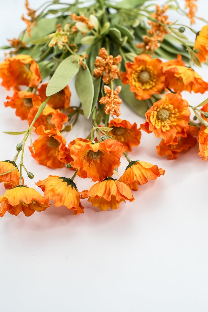 Orange, Artificial Poppy Spray - Greenery Market219968