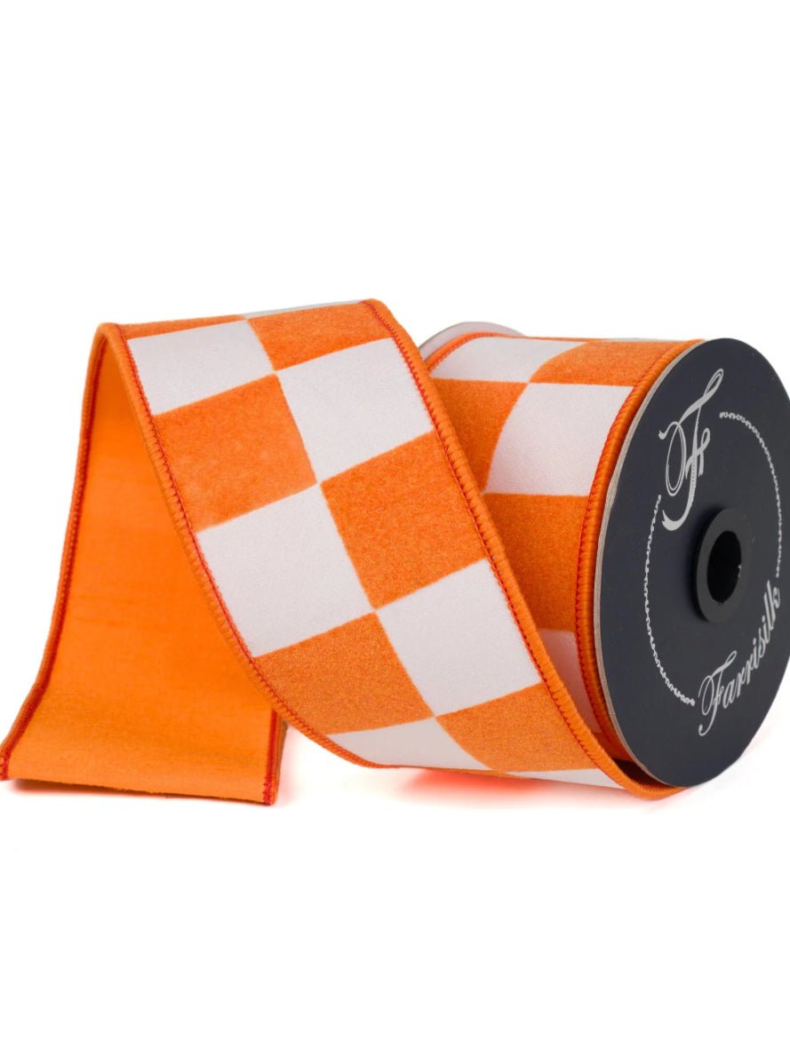 Orange Maxi Check 2.5” farrisilk wired ribbon - Greenery MarketRibbons & TrimSR006 - 52