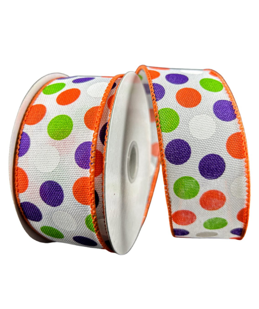 Orange, purple and lime green dot wired ribbon - Greenery Marketwired ribbon51407 - 09 - 01