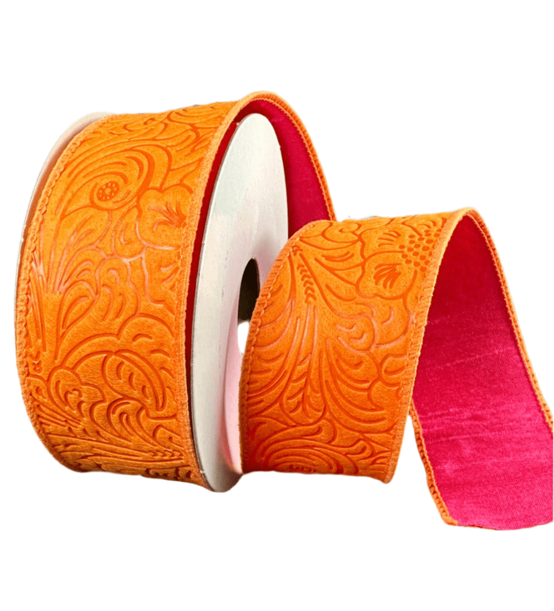 Orange With Hot Pink Underside Wired Ribbon, 1.5” - Greenery Marketwired ribbonD42510 - 09 - 19