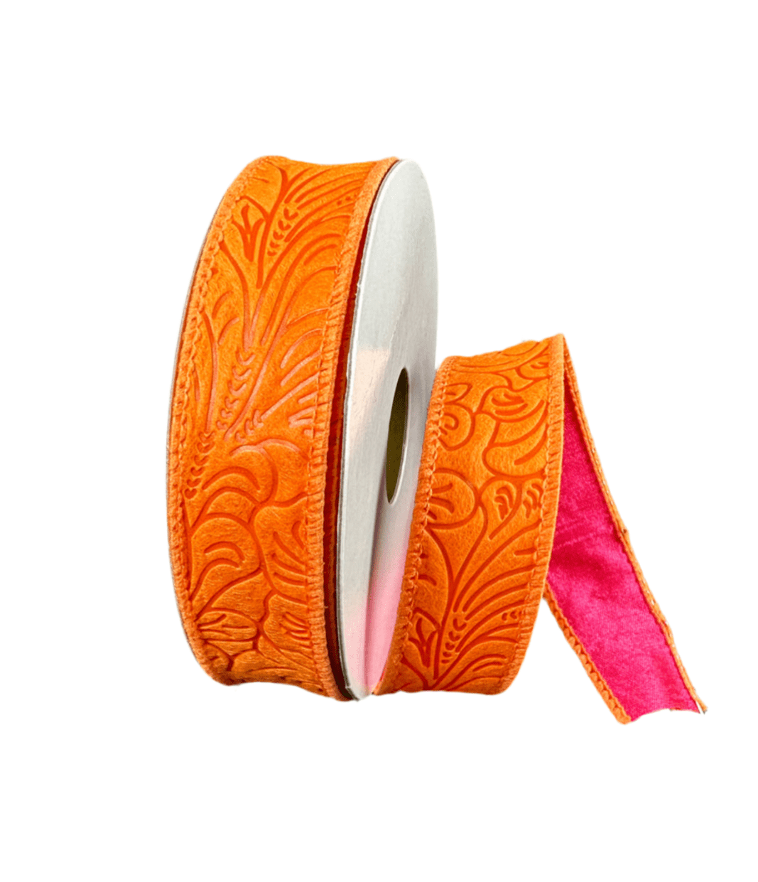 Orange With Hot Pink Underside Wired Ribbon, 7/8” - Greenery Marketwired ribbonD42510 - 05 - 19