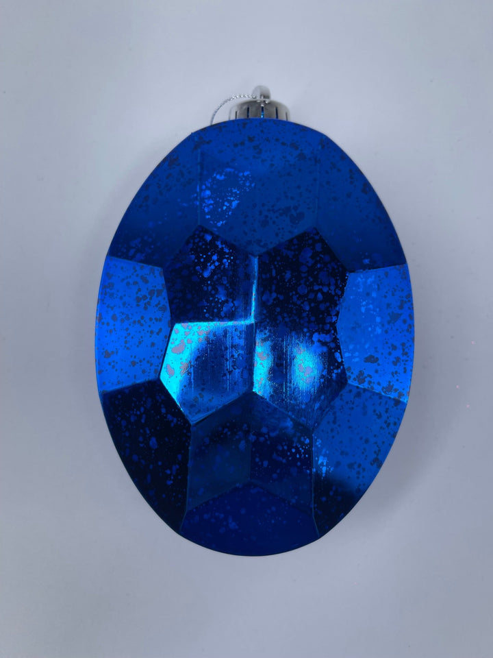 Oval Gems ornament - antique mercury look - blue - Greenery MarketXJ551725