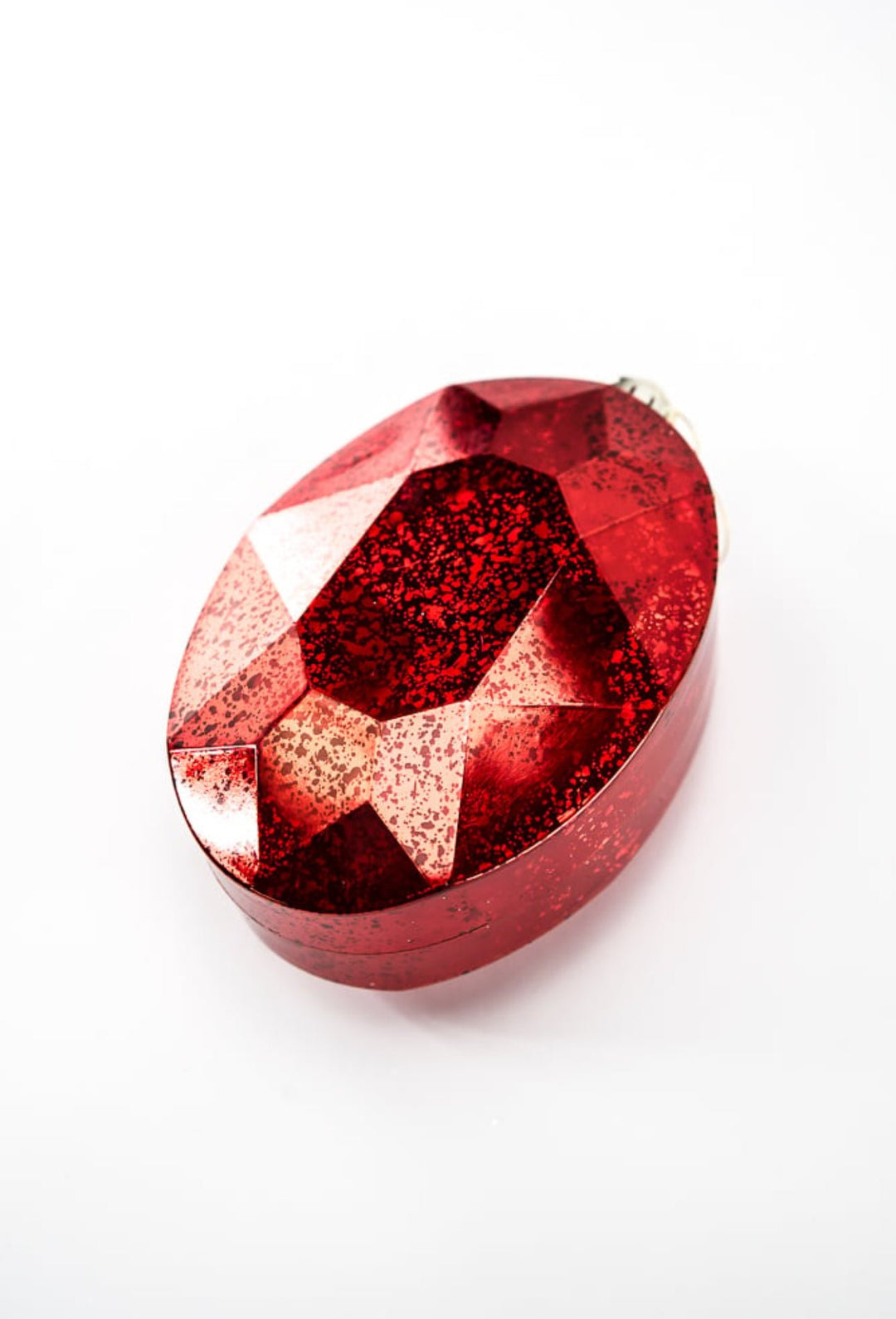 Oval Gems ornament - antique mercury look - red - Greenery MarketXJ551724