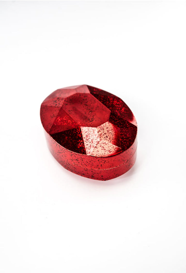 Oval Gems ornament - antique mercury look - red - Greenery MarketXJ551724