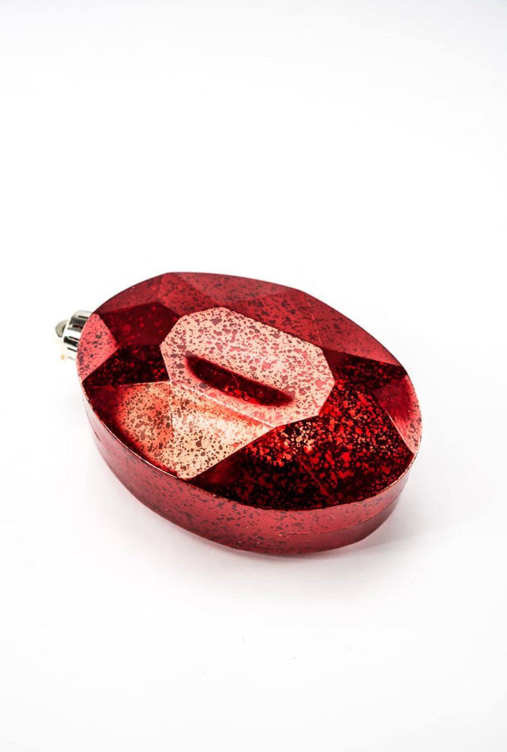 Oval Gems ornament - antique mercury look - red - Greenery MarketXJ551724