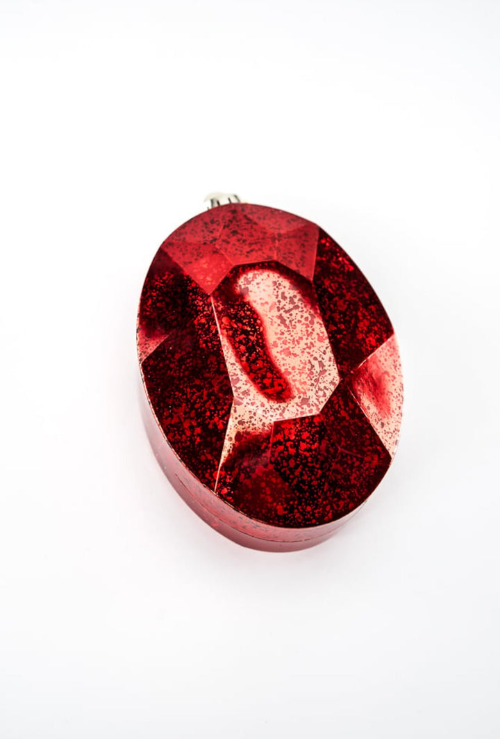 Oval Gems ornament - antique mercury look - red - Greenery MarketXJ551724