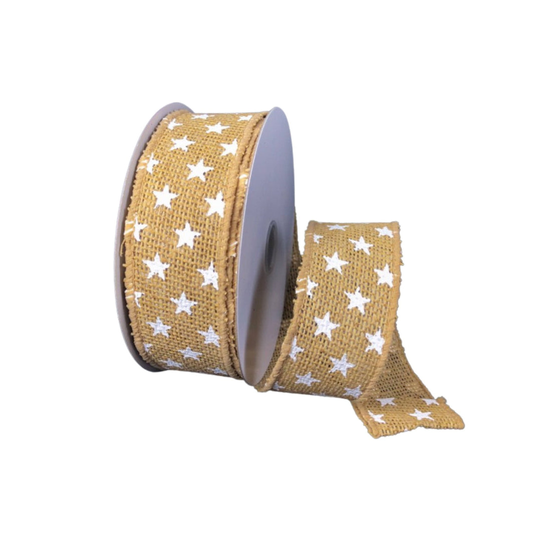 Patriotic Stars burlap 1.5” wired ribbon - Greenery MarketWired ribbon41222 - 09 - 15