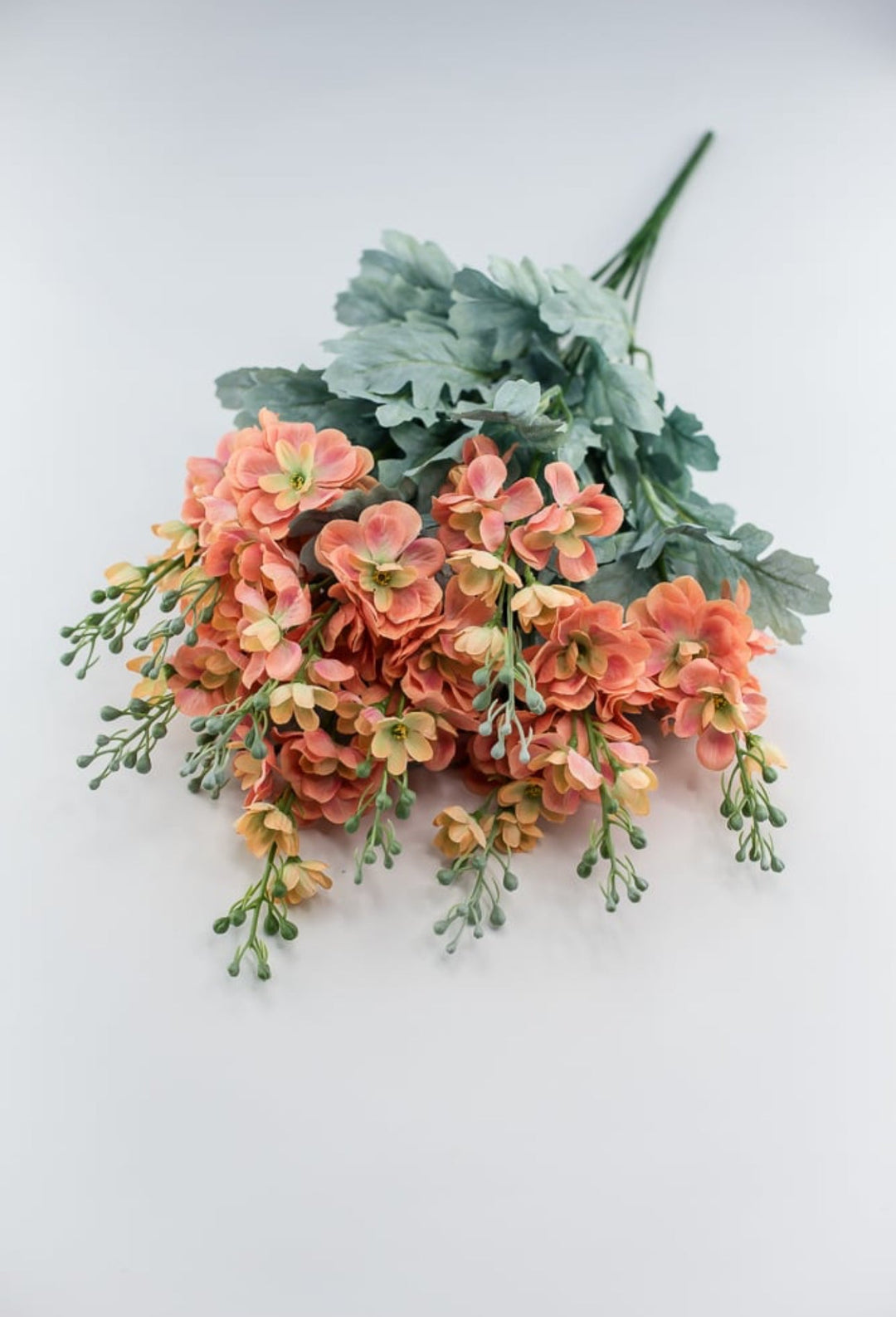 Peach coral delphiniums artificial flower bush - Greenery MarketArtificial Flora84296 - OR