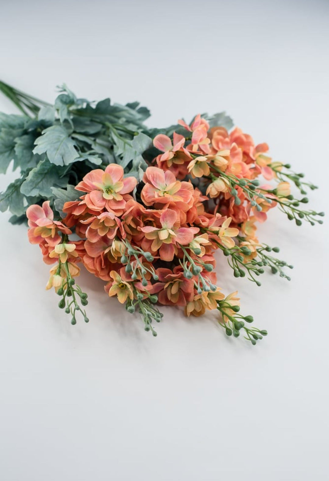 Peach coral delphiniums artificial flower bush - Greenery MarketArtificial Flora84296 - OR