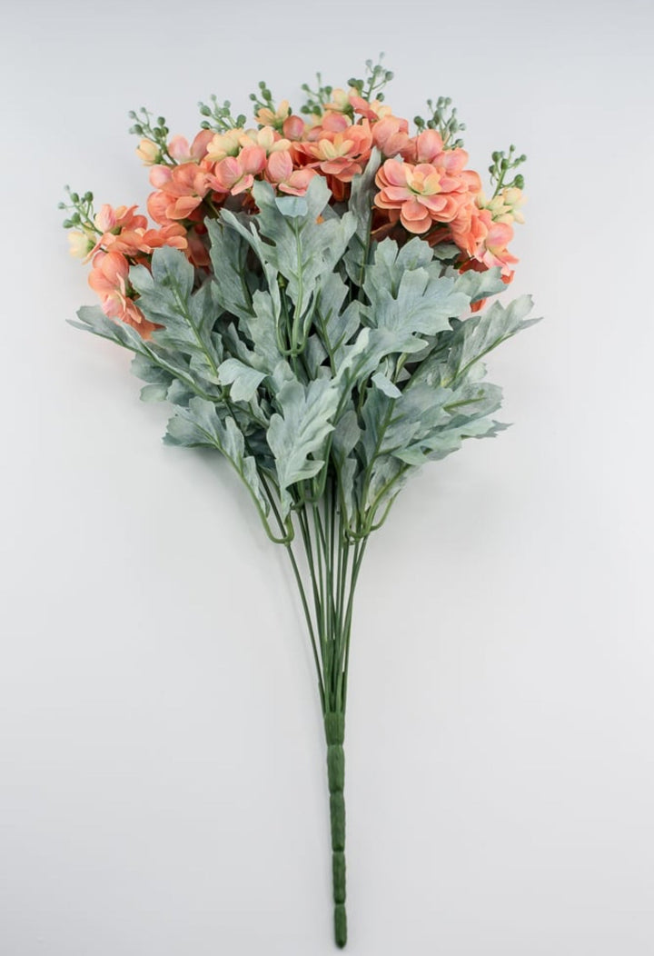 Peach coral delphiniums artificial flower bush - Greenery MarketArtificial Flora84296 - OR