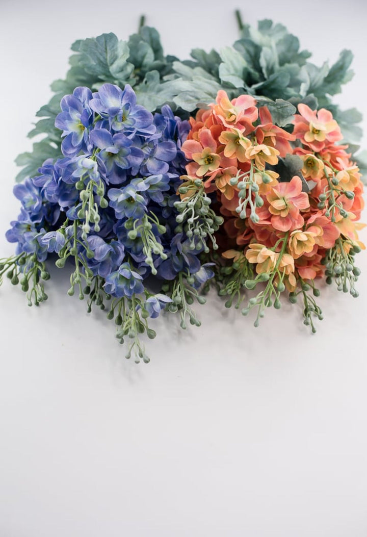 Peach coral delphiniums artificial flower bush - Greenery MarketArtificial Flora84296 - OR