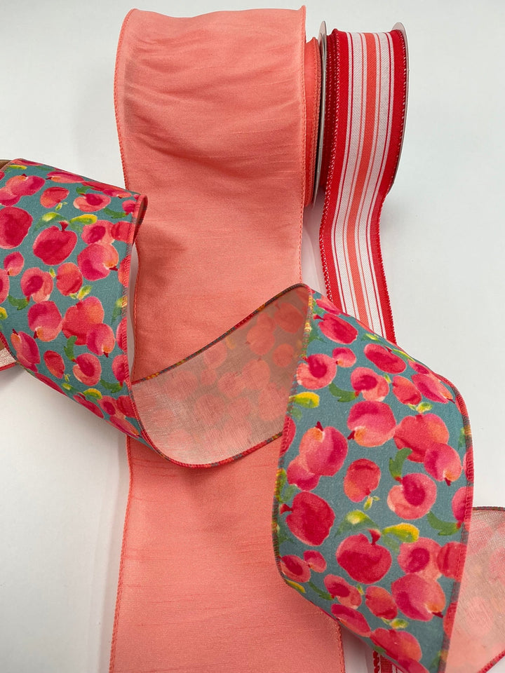 Peaches bow bundle x 3 wired ribbons - Greenery MarketWired ribbonPeachesX3