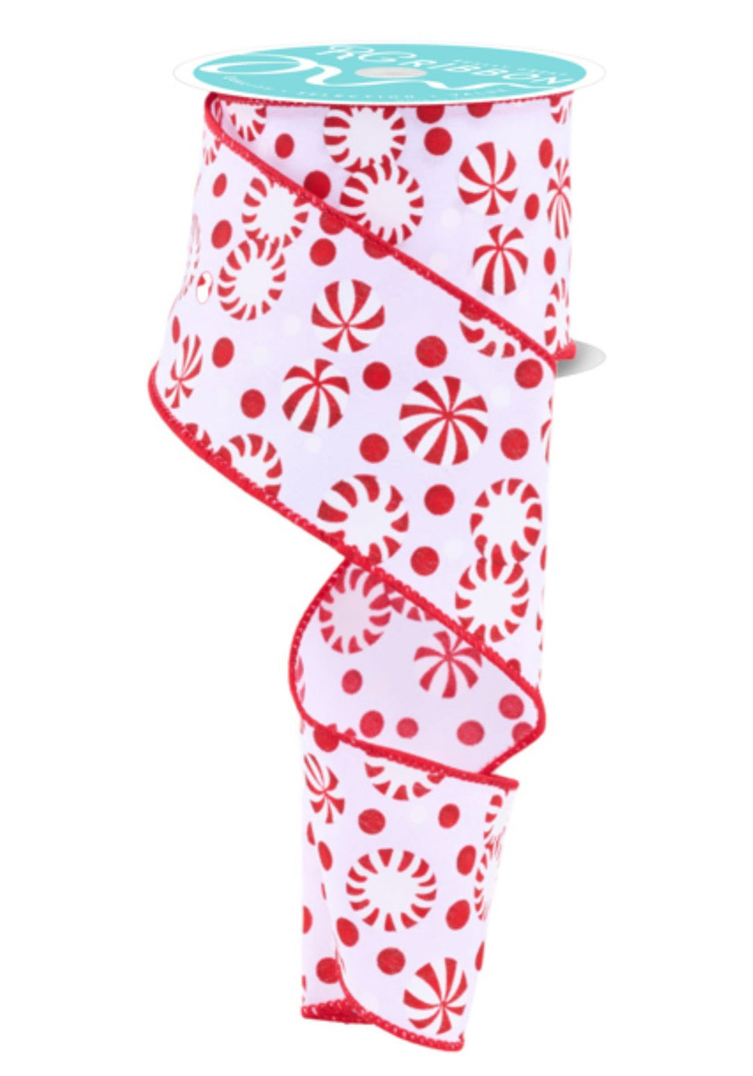 Peppermint candies ribbon 2.5” - Greenery MarketWired ribbonRGF142967