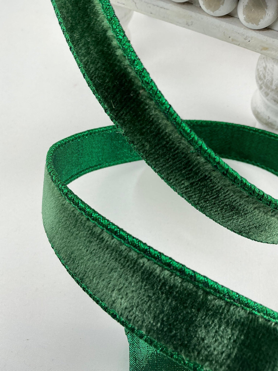 Pine green plush velvet luster 1” farrisilk wired ribbon - Greenery MarketRibbons & TrimRV001 - 38