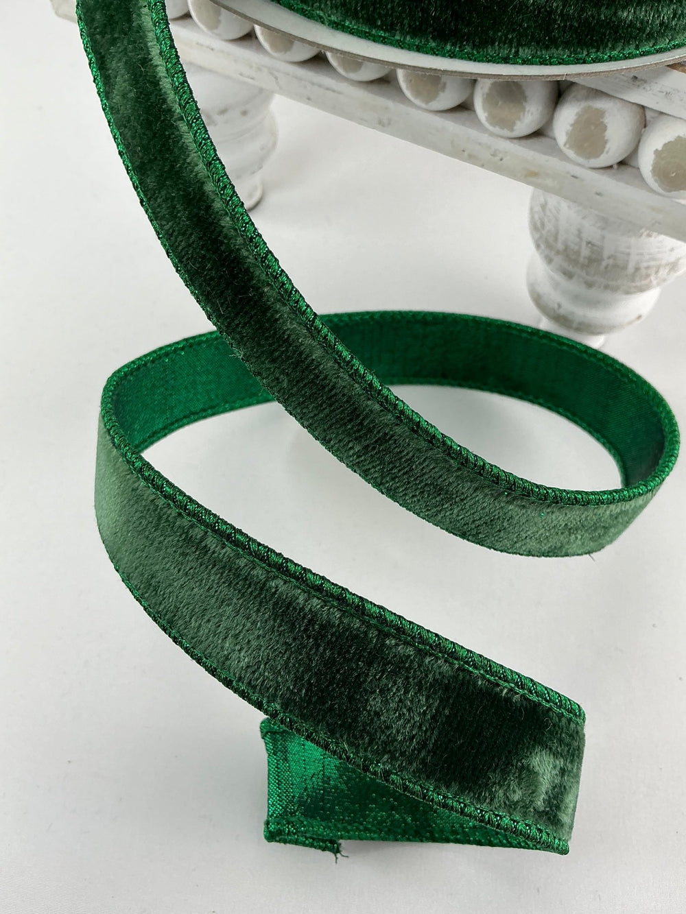 Pine green plush velvet luster 1” farrisilk wired ribbon - Greenery MarketRibbons & TrimRV001 - 38