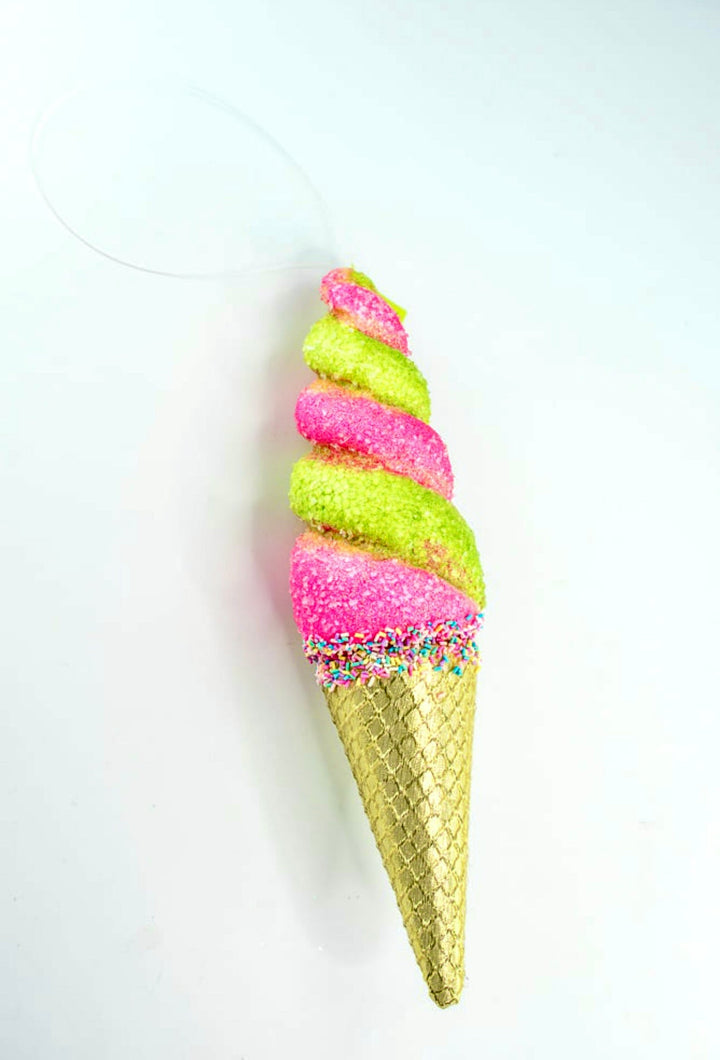 Pink and Green Swirl Ice Cream Ornament - Greenery MarketHoliday Ornaments86108PKGN