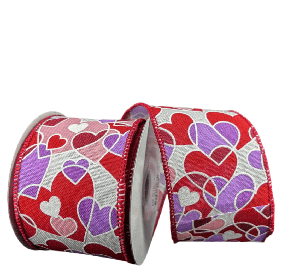 Pink and lavender heart wired ribbon - Greenery Marketwired ribbon11415 - 40 - 11