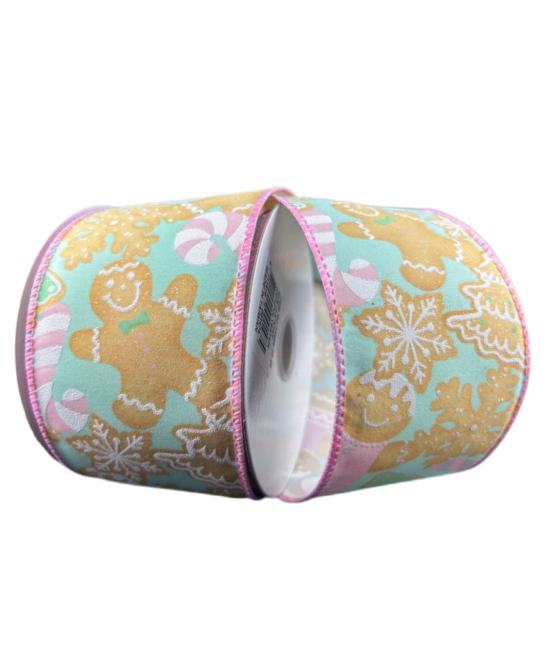 Pink and mint gingerbread man wired ribbon , 2.5" - Greenery MarketRibbons & Trim71409 - 40 - 06