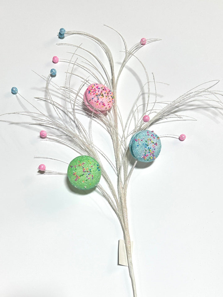 Pink, blue, and green macaroons spray with sprinkles - Greenery MarketOrnamentsBM2953BLPKGR