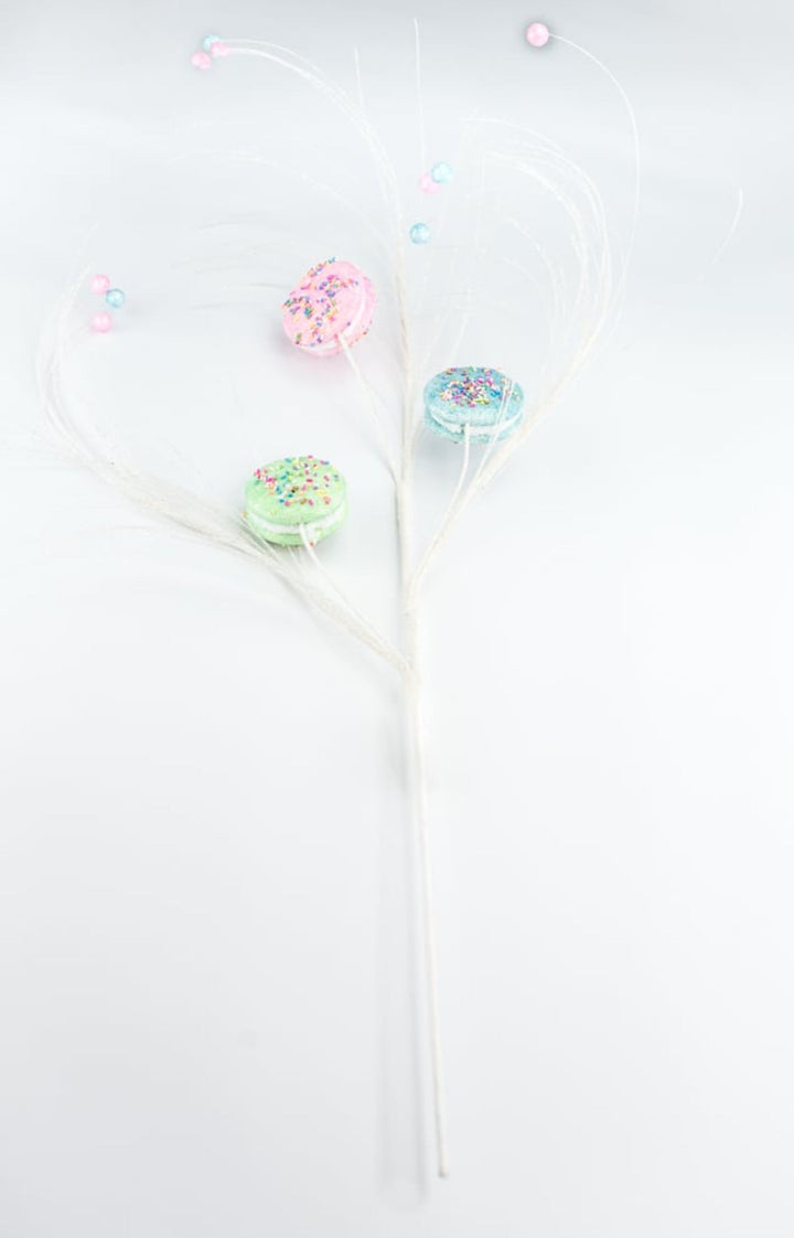 Pink, blue, and green macaroons spray with sprinkles - Greenery MarketOrnamentsBM2953BLPKGR