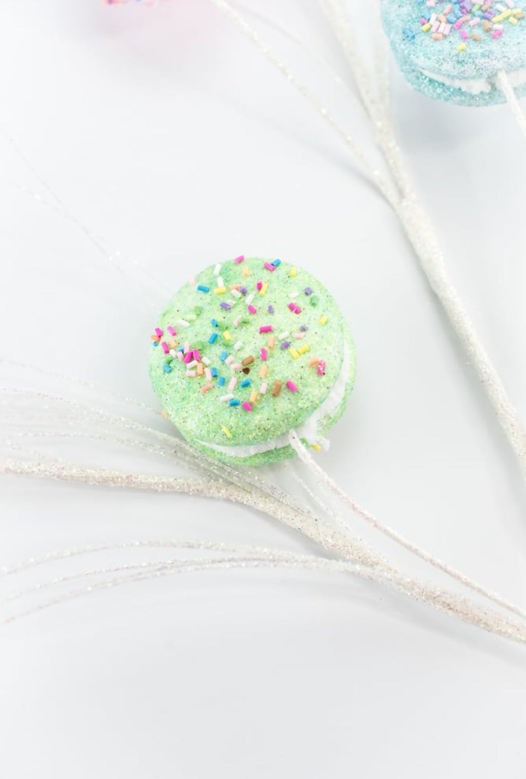 Pink, blue, and green macaroons spray with sprinkles - Greenery MarketOrnamentsBM2953BLPKGR