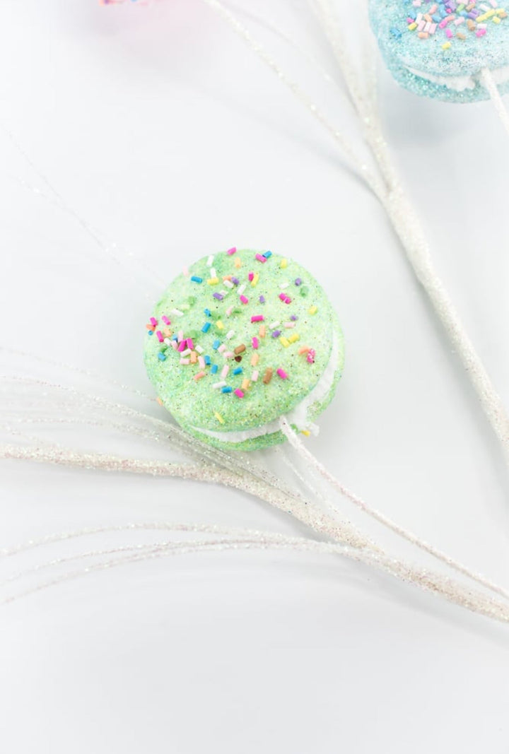 Pink, blue, and green macaroons spray with sprinkles - Greenery MarketOrnamentsBM2953BLPKGR