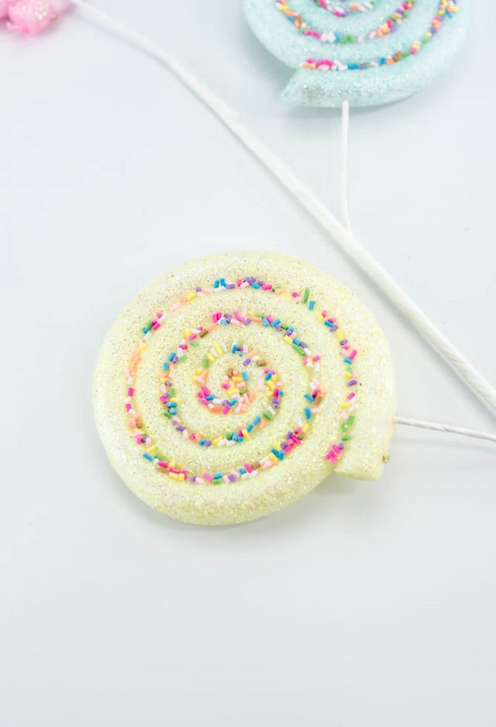 Pink, blue, and yellow lollipops spray with sprinkles - Greenery MarketOrnamentsBM2930PKGRBL