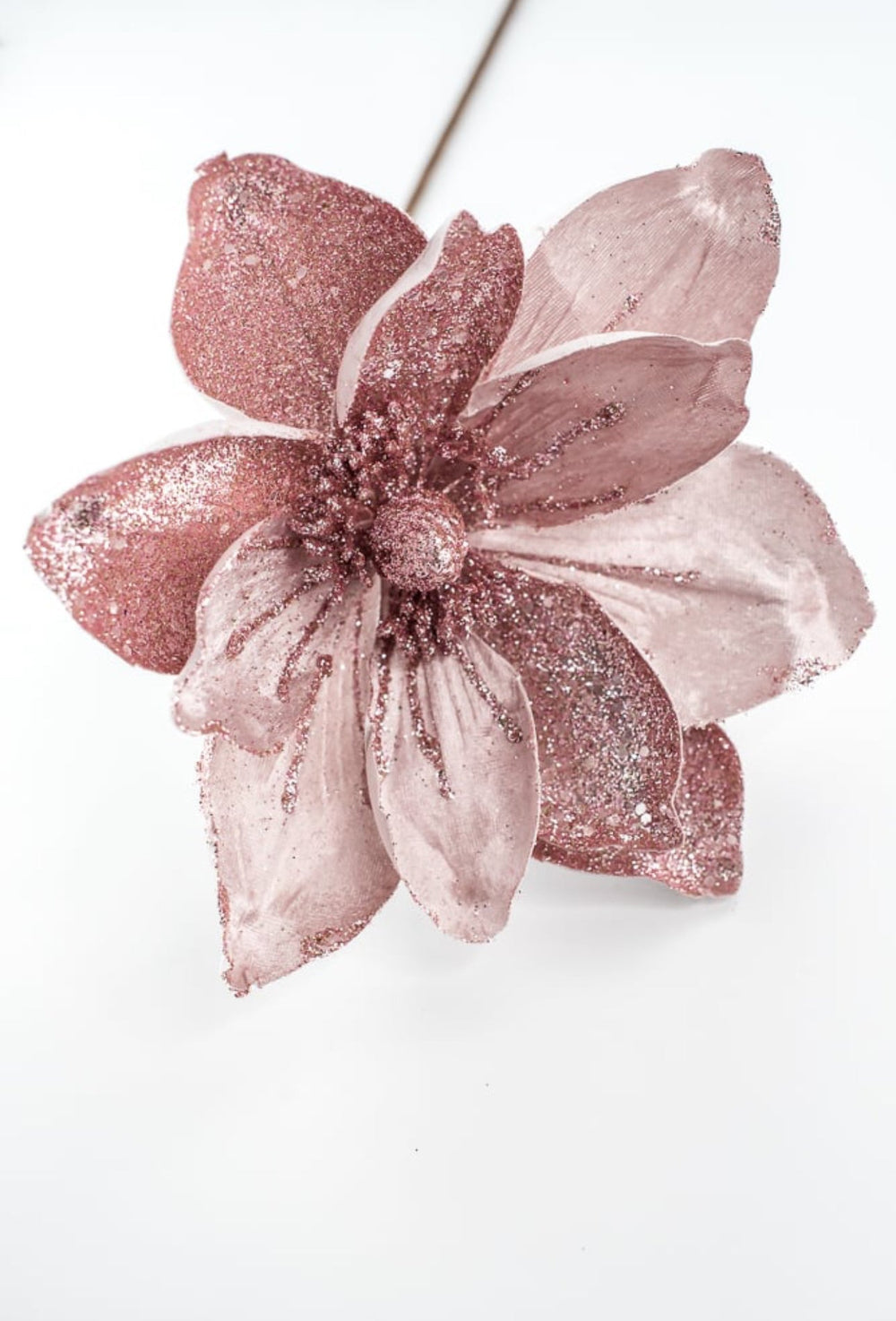 Pink glitter and velvet magnolia stem - Greenery MarketGF2276PK