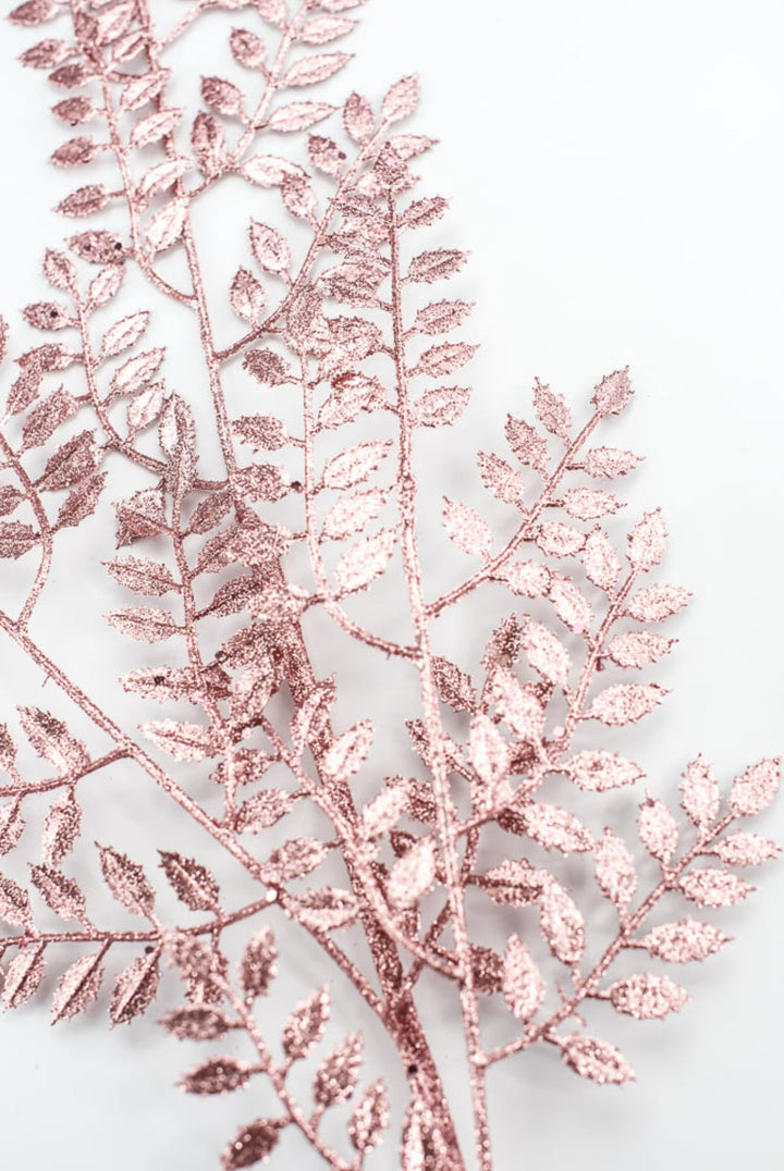 Pink glitter leaves spray - Greenery MarketBM2876PK