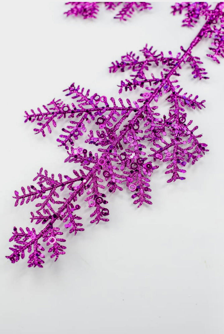 Pink glitter sequin cedar spray - Greenery MarketXS238511