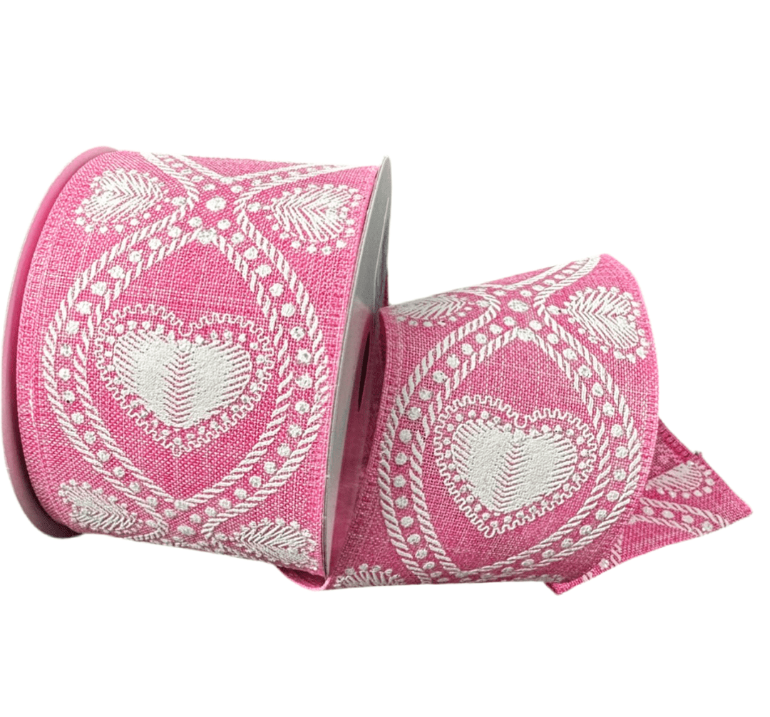 Pink heart wired ribbon - Greenery Marketwired ribbon16502 - 40 - 03