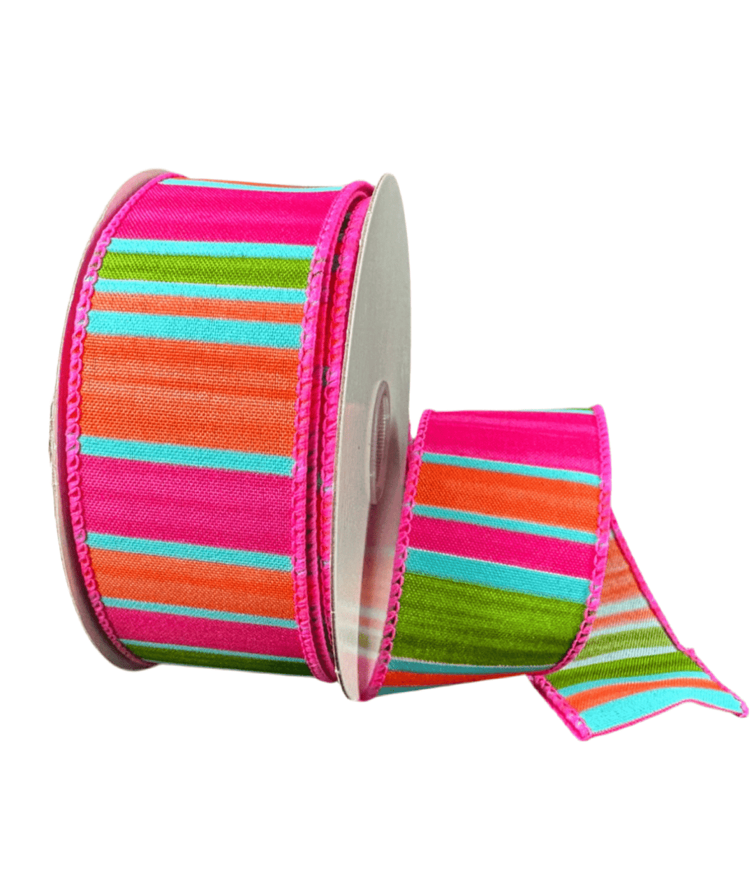 Pink, Orange, Green, And Turquoise Wired Ribbon, 1.5” - Greenery Marketwired ribbon41509 - 09 - 46
