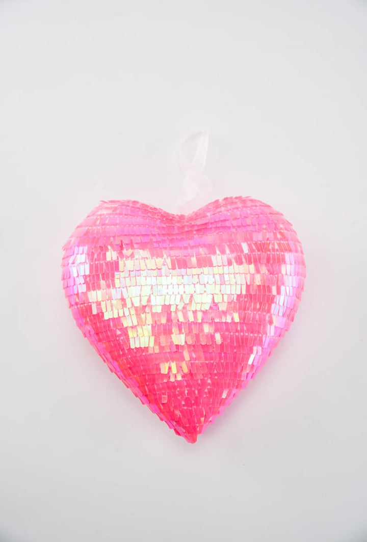 Pink Ornament Sequin Heart 6” - Greenery Market63784HTPK