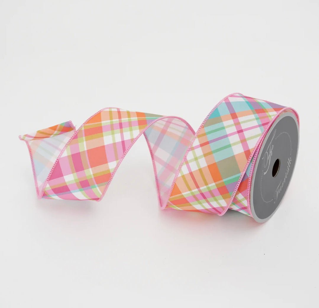 Pink pastel plaid 2.5” farrisilk wired ribbon - Greenery MarketRibbons & TrimRA964 - 32