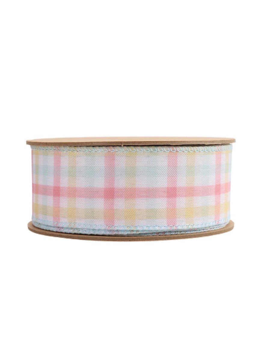 Pink plaid wired ribbon, 1.5" - Greenery Marketwired ribbon9329W - 003 - 38E