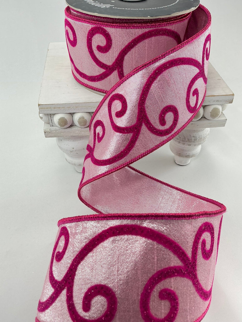 Pink swirls 2.5” farrisilk wired ribbon - Greenery MarketRibbons & TrimRK678 - 22
