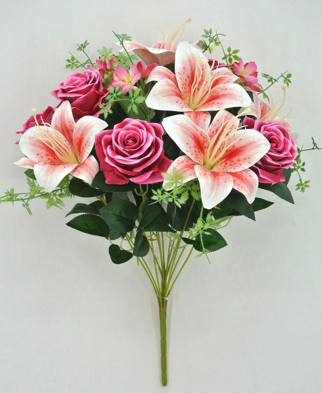 Pink Tiger Lily And Rose Flower Bush - Greenery MarketArtificial Flora85020 - FU
